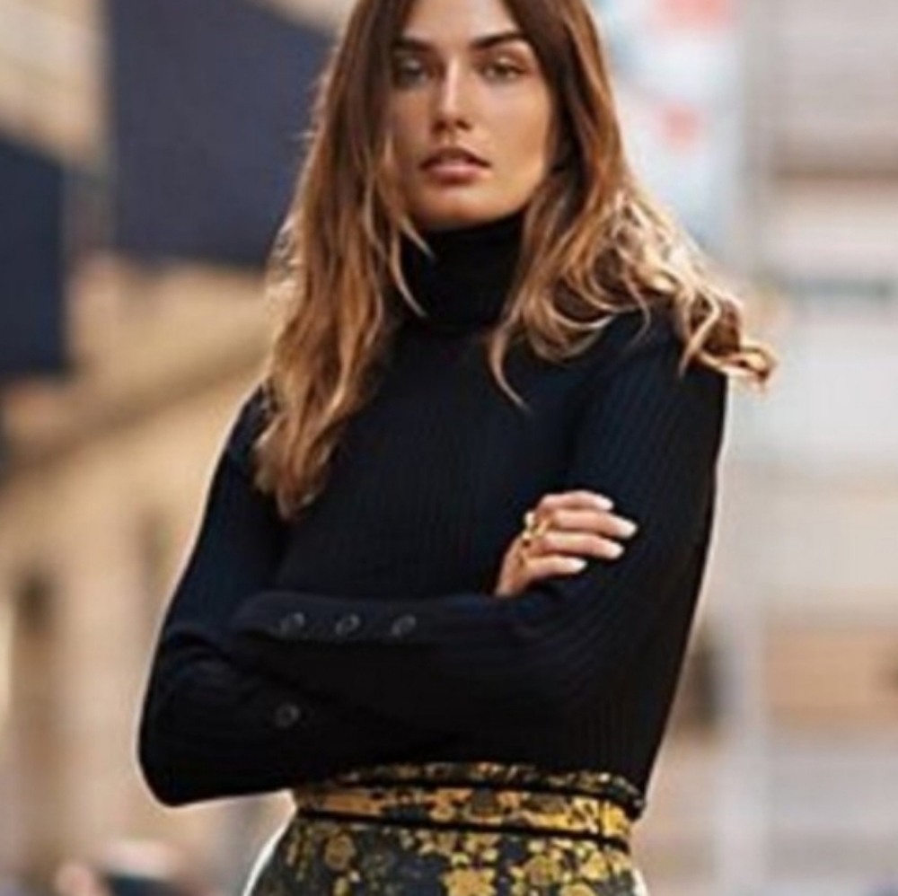 Anthropologie button sleeve turtleneck top